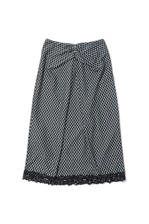 JERSEY CHECK DRAPED SKIRT - BLACK CHECK (FTC264-0407C)