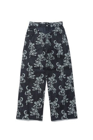 LACE-JACQUARD DENIM STRAIGHT JEANS - NAVY (FTC264-0602)