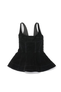 FLOCKED DENIM PEPLUM BUSTIER - BLACK (FTC264-0101A)