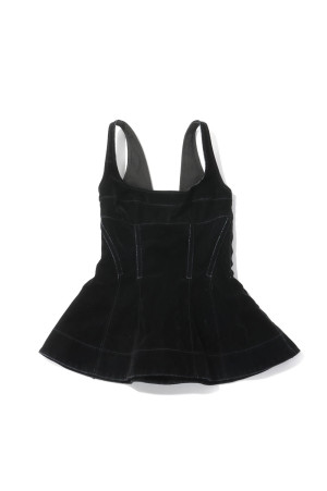 FLOCKED DENIM PEPLUM BUSTIER - BLACK (FTC264-0101A)