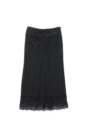 SATIN JERSEY DRAPED SKIRT - BLACK (FTC264-0407B)