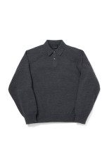 W's TECH KNIT POLO L/S Brewed Protein(TM) - CHARCOAL (BE-71026WL)
