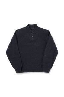W's TECH KNIT POLO L/S Brewed Protein(TM) - NAVY (BE-71026WL)