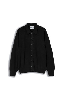 COLLARED KNIT MAFIA SHIRT - Black (26FW-MS10-022)