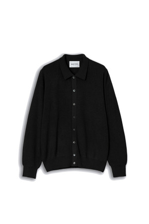 COLLARED KNIT MAFIA SHIRT - Black (26FW-MS10-022)