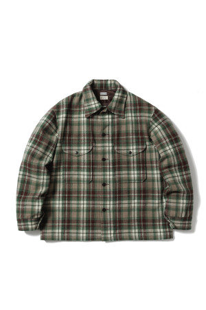 VIRGIN WOOL CPO JACKET - GREEN CHECK (702-262012)