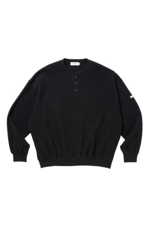 N/C Waffle Henley Sweatshirt - Black (CTE-26A318)