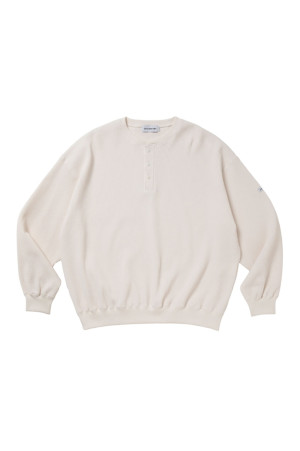 N/C Waffle Henley Sweatshirt - Off White (CTE-26A318)