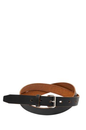 Tea-Core Leather Narrow Belt - Black (CTE-26A518)