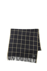 Cashmere Wool Grid Stole - Black / Khaki (SD26F-AC03)