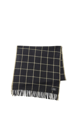 Cashmere Wool Grid Stole - Black / Khaki (SD26F-AC03)