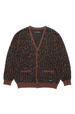 LEOPARD MOHAIR JACQUARD CARDIGAN / BROWN (26FW-WMK-KN17)