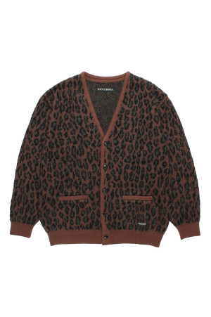 LEOPARD MOHAIR JACQUARD CARDIGAN / CHARCOAL (26FW-WMK-KN17)