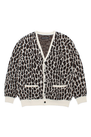 LEOPARD MOHAIR JACQUARD CARDIGAN / CHARCOAL (26FW-WMK-KN17)