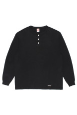 HEALTHKNIT / HENRY NECK LONG SLEEVE T-SHIRT / BLACK (26FW-WMT-HK01)