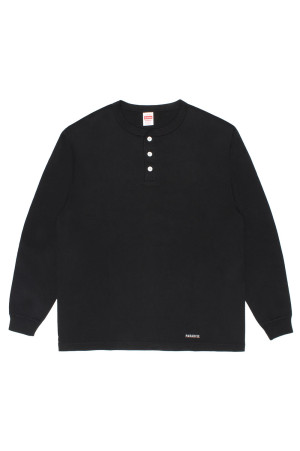 HEALTHKNIT / HENRY NECK LONG SLEEVE T-SHIRT / BLACK (26FW-WMT-HK01)