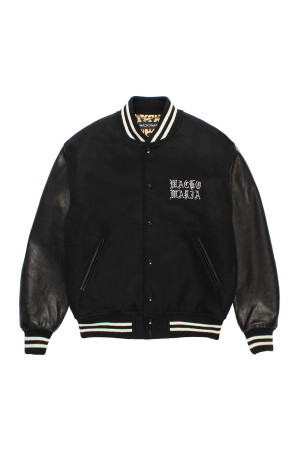 LEATHER VARSITY JACKET ( TYPE-3 ) / BLACK-BLACK (26FW-WMO-BL06)