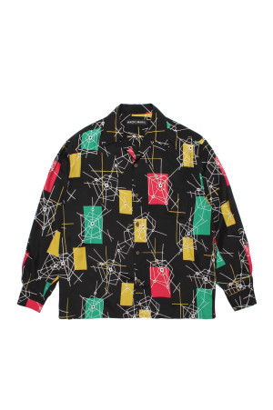 HAWAIIAN SHIRT L/S ( TYPE-2 ) / BLACK-PINK (26FW-WMS-HI02)