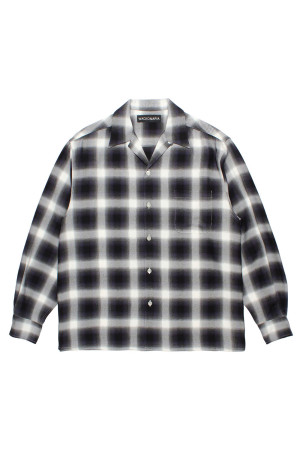 OMBRE CHECK OPEN COLLAR SHIRT L/S ( TYPE-4 ) / PURPLE (26FW-WMS-OC07)