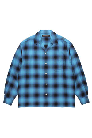 OMBRE CHECK OPEN COLLAR SHIRT L/S ( TYPE-5 ) / BLUE (26FW-WMS-OC08)