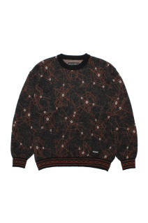 MOHAIR JACQUARD CREW NECK SWEATER ( TYPE-2 ) / BLACK-ORANGE (26FW-WMK-KN18)