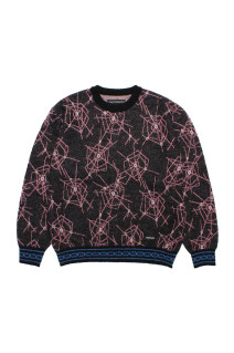 MOHAIR JACQUARD CREW NECK SWEATER ( TYPE-2 ) / BLACK-PINK (26FW-WMK-KN18)
