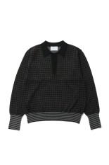 JACQUARD KNIT POLO - BLACK (26330604)