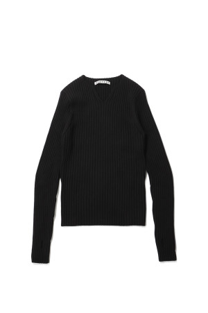 FITTED RIBBED TOP - BLACK (NF262K01)