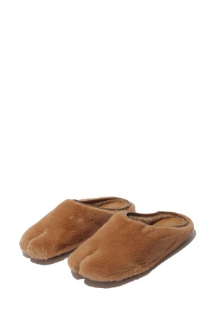 ROUND FUR LOW MULE - BROWN (25007)