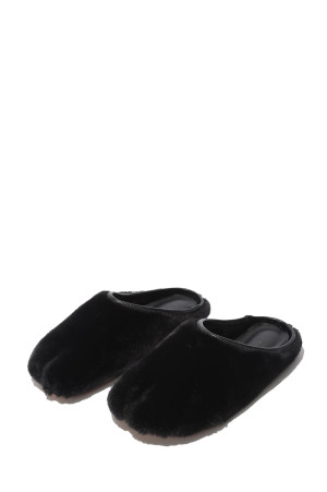 ROUND FUR LOW MULE - BLACK (25007)