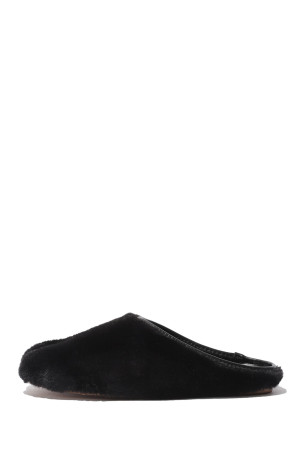 ROUND FUR LOW MULE - BLACK (25007)
