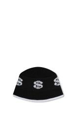 DOLLAR SIGN KNITTED BUCKET HAT - BLACK (BEPFW26AC27)