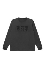 RHINESTONED 3 LETTER OE HEAVYWEIGHT L/S TEE - WASHED BLACK (BEPFW26LT03)