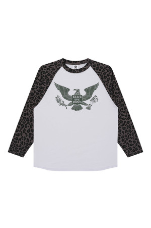 CONDOR RAGLAN L/S TEE - WHITE/LEOPARD (BEPFW26LT05)