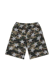 SMALL OG STARS BAGGY SWEAT SHORTS / WOODLAND CAMO (BEPFW26PA06)