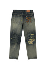 B EMBLEM DAMAGED SLIM JEANS / INDIGO (BEPFW26PA09)
