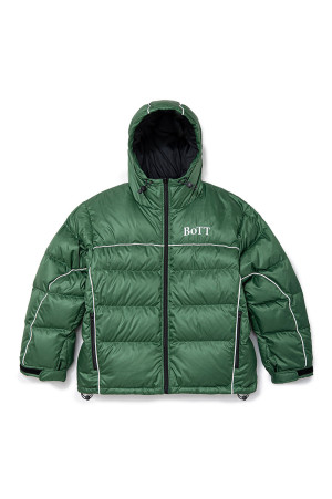 B Logo Hooded Down Jacket - Forest