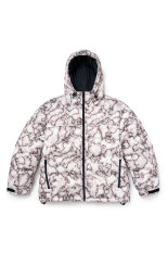 B Logo Hooded Down Jacket - Smoke