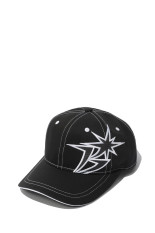 B Logo Contrast Stitch 6-Panel Cap - Black