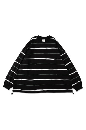 SUPER BIG STRIPE LS TEE (W/DRAWSTRINGS) - Black (SFCFW26CS07)