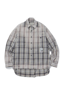 VINTAGE LIKE CHECK L/S SHIRTS - BLACK (J17SH181)