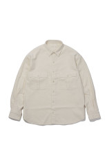 ROLL UP ORGANIC CORDUROY SHIRT (14WALE) / WHITE (BFA-P-016-4306)
