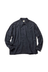 Super 120' WOOL CHECK OPENESHIRT - BLACK (GL29753)