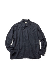 Super 120' WOOL CHECK OPENESHIRT - BLACK (GL29753)