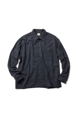 Super 120' WOOL CHECK OPENESHIRT - BLACK (GL29753)