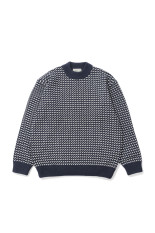 Wayne Sweater Bird's-Eye - NAVYxNATURAL (6575-6030)