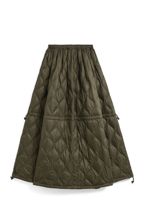 MILITARY DOWN GATHER SKIRT (SOFT SHELL) - D.OLIVE (TAION-W155LSML-1)
