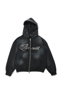 RHINESTONE ZIP HOODIE - BLACK (BR26AW-C5004)