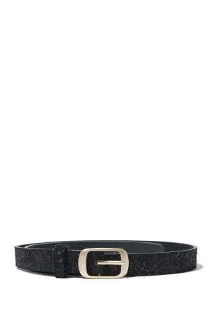 Dress Leather Belt - Shaggy Black (DIMED1FA2657BLK)