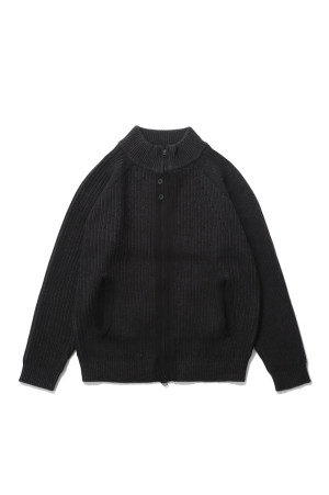 BUTTON KNIT ZIP-UP -  BLACK  (SG26FWOTZK001)